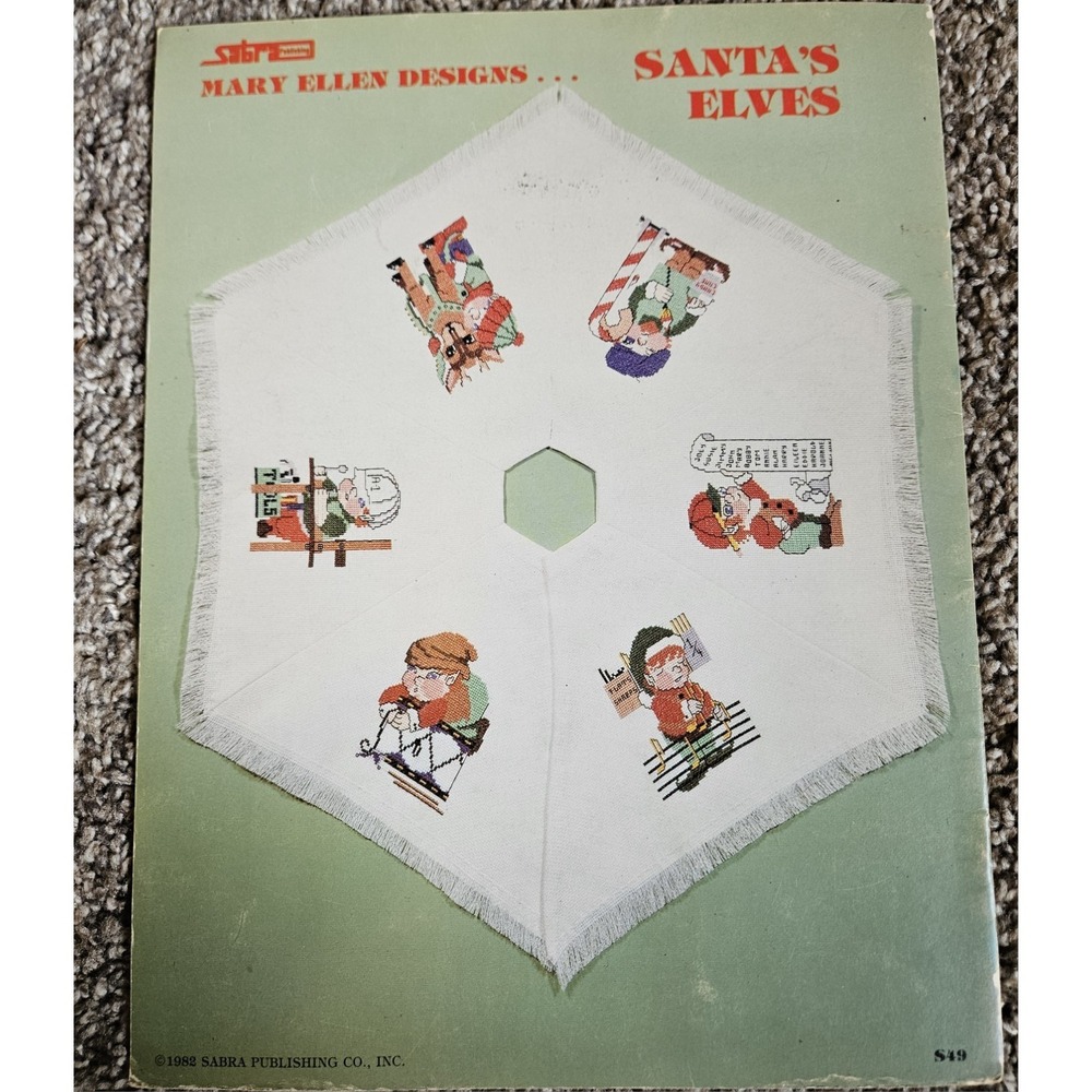 Vintage 1982 Mary Ellen Designs Santa's Elves Cross Stitch Pattern Book Sabra... - Picture 2 of 3